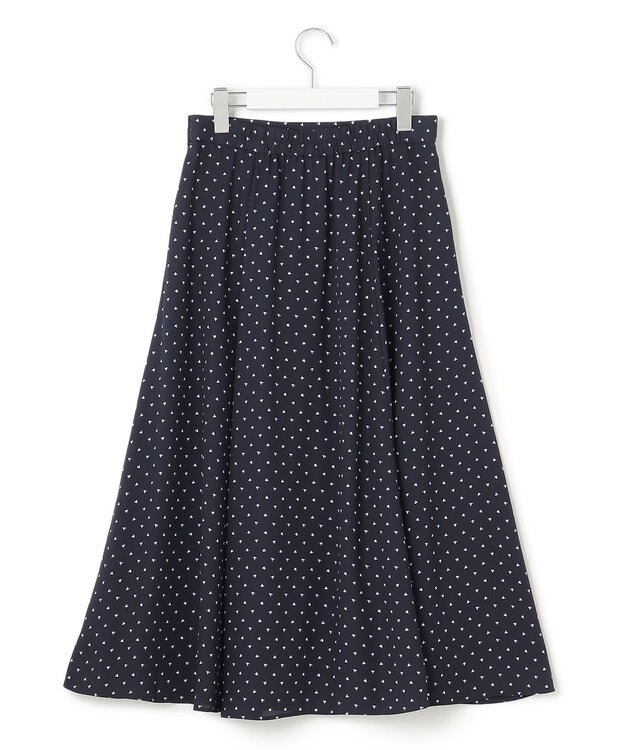 23区 L 【洗える】トライアングルプリント スカート ネイビープリント