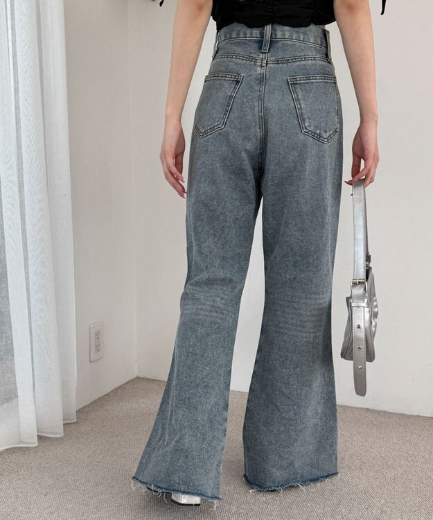 WEGO ダメージフレアデニムパンツ デニム中濃加工色