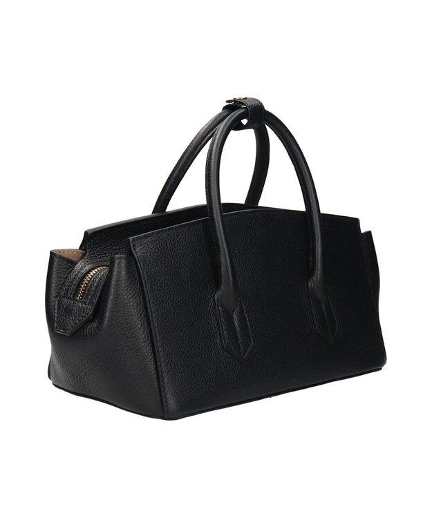 INTER-CHAUSSURES 【CHRISTIAN VILLA】シュリンクレザーハンドバッグ ブラック