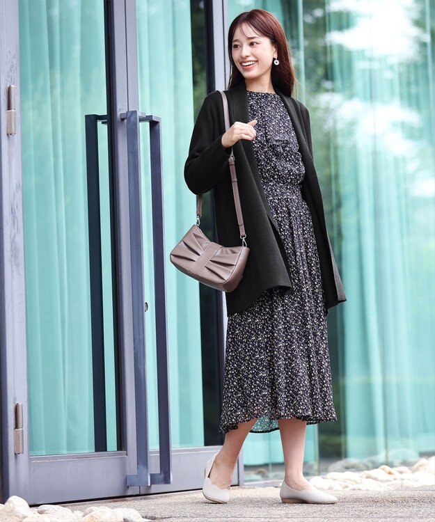 Tiaclasse 【新色追加・洗える】ミラノリブミドル丈カーディガン ブラック