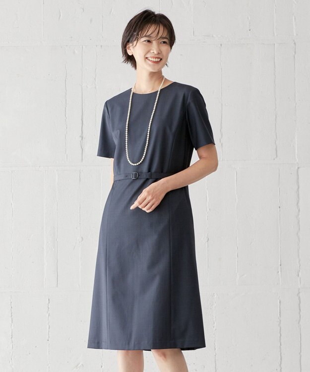 J.PRESS LADIES BAHARIYE フレアー ワンピース ネイビー系