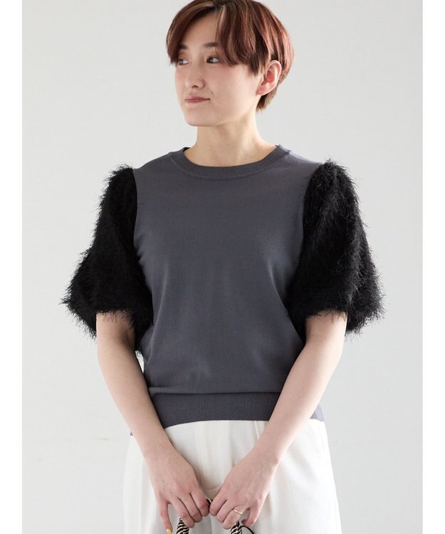 Te chichi シャギーバルーンスリーブニット チャコールグレー