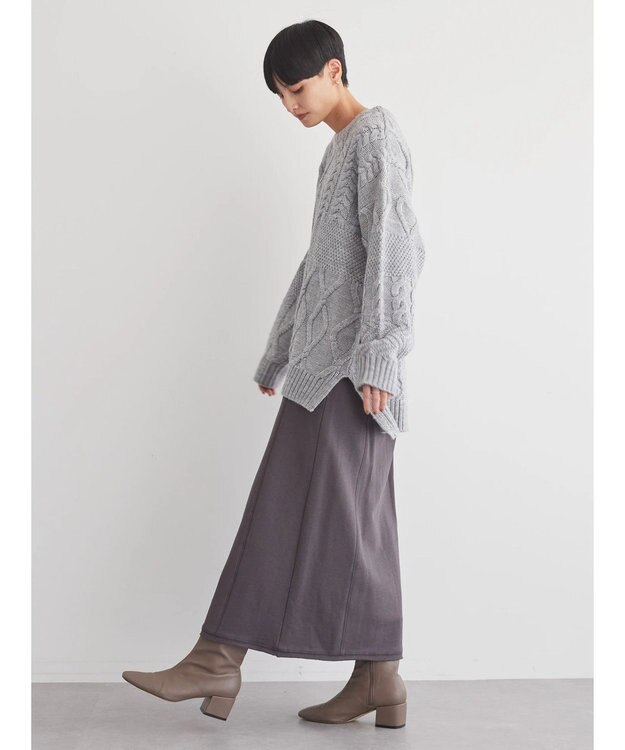 AMERICAN HOLIC パッチワークケーブルニットプルオーバー Light Gray Mixture