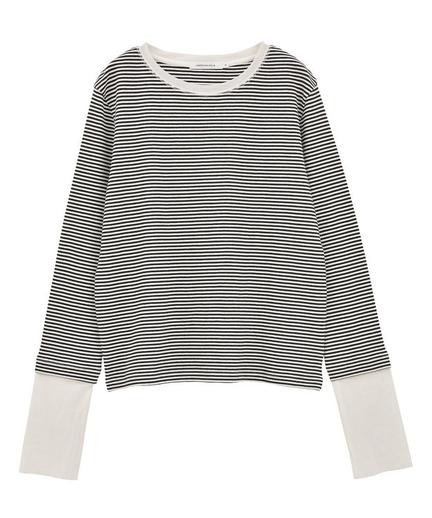 AMERICAN HOLIC 袖チュールレイヤードプルオーバー Border