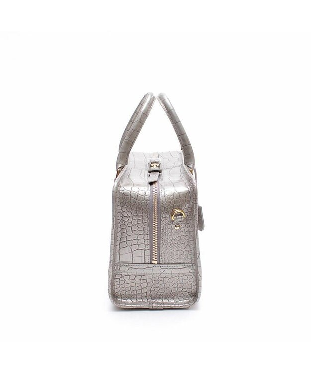 A.D.M.J. 【牛革】クロコ型押しヘリ巻きボストン28cm アルジェント