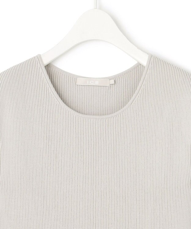 ICB 【UVカット・洗える】 オーガニックコットンリブ ノースリーブニット トープ系