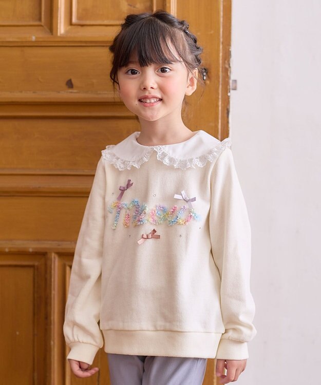 ANY KIDS 裏毛 モシャモシャ ロゴ トレーナー エクリュ