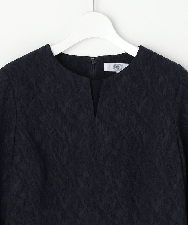 J.PRESS LADIES S ボタニカルジャガード ワンピース ネイビー系