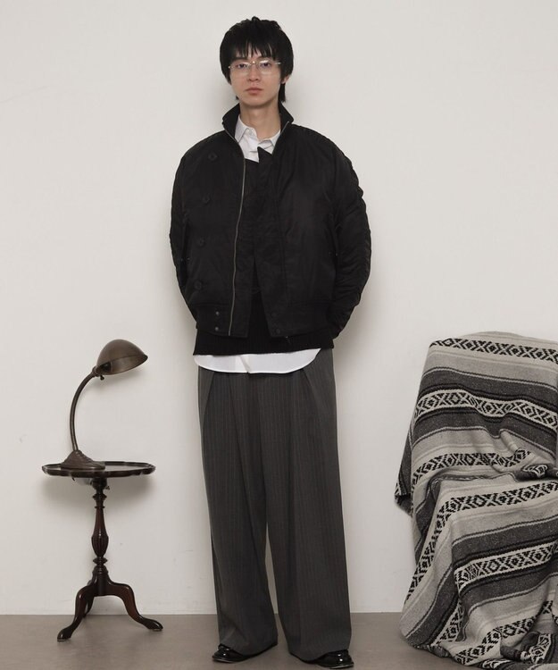 WEGO ナイロンスタンドブルゾン ブラック