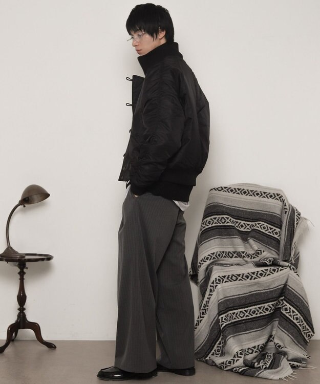 WEGO ナイロンスタンドブルゾン ブラック