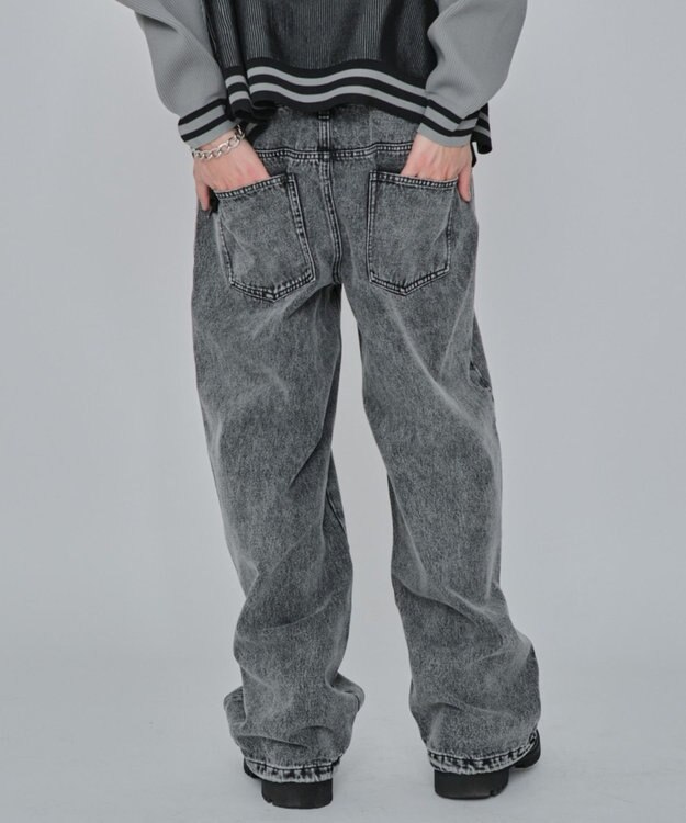 WEGO 【ユニセックス着用ITEM/MLサイズ展開/ウエストゴム】ボクサードッキングデニムパンツ デニムブラックソノタ