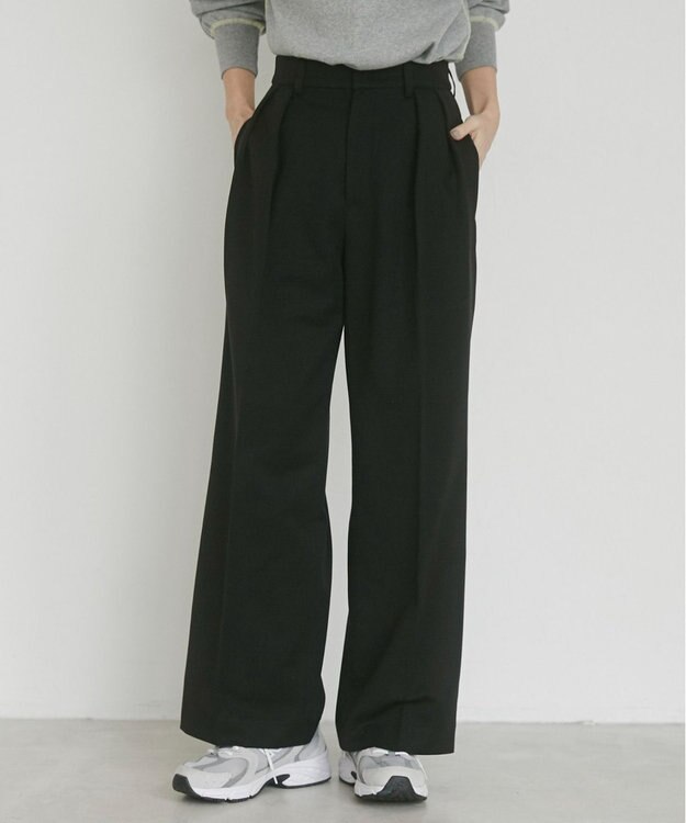 WEGO 【ANGIE VINTAGE/SMLサイズ展開】２タックワイドスラックス ブラック