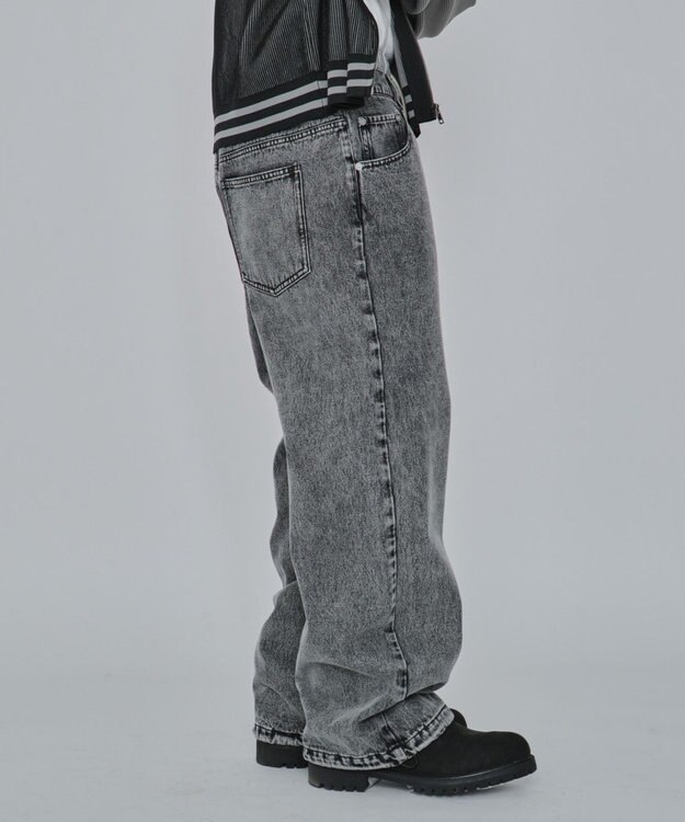 WEGO 【ユニセックス着用ITEM/MLサイズ展開/ウエストゴム】ボクサードッキングデニムパンツ デニムブラックソノタ