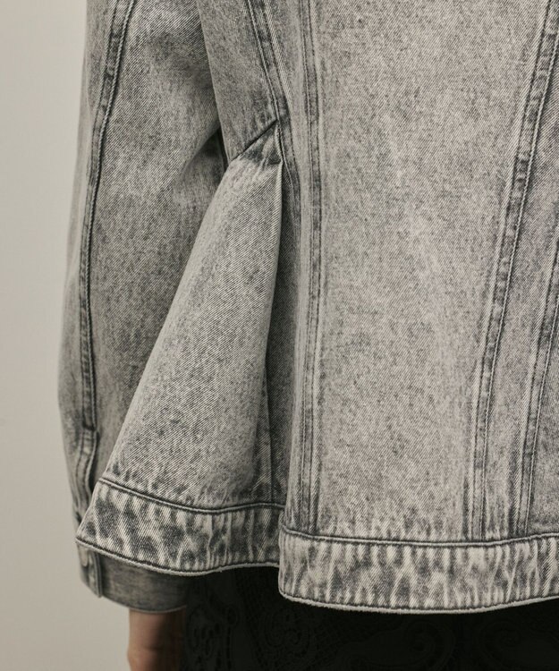 GRACE CONTINENTAL ペプラムデニムジャケット グレー