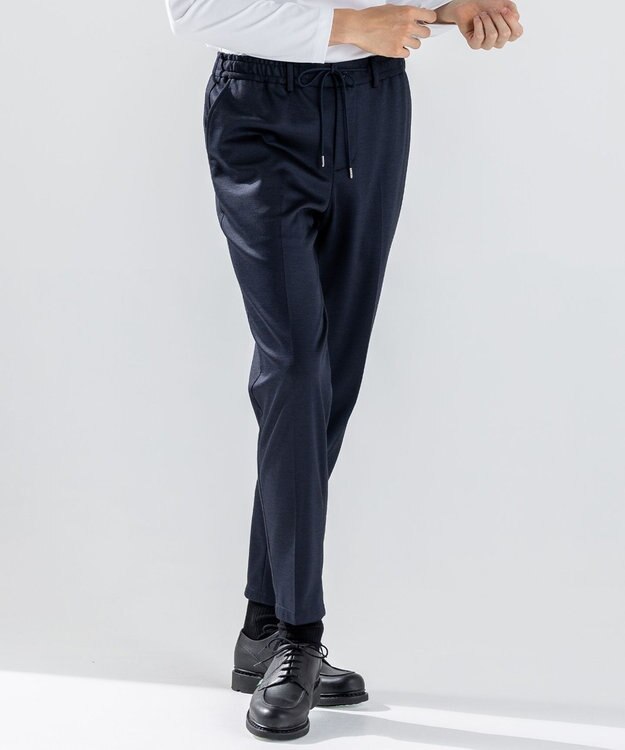 JOSEPH HOMME 新素材【ストレッチ/セットアップ対応】シルキーウールジャージー    ドロスト付テーパードパンツ / PEGG CONVERTIBLE ネイビー系