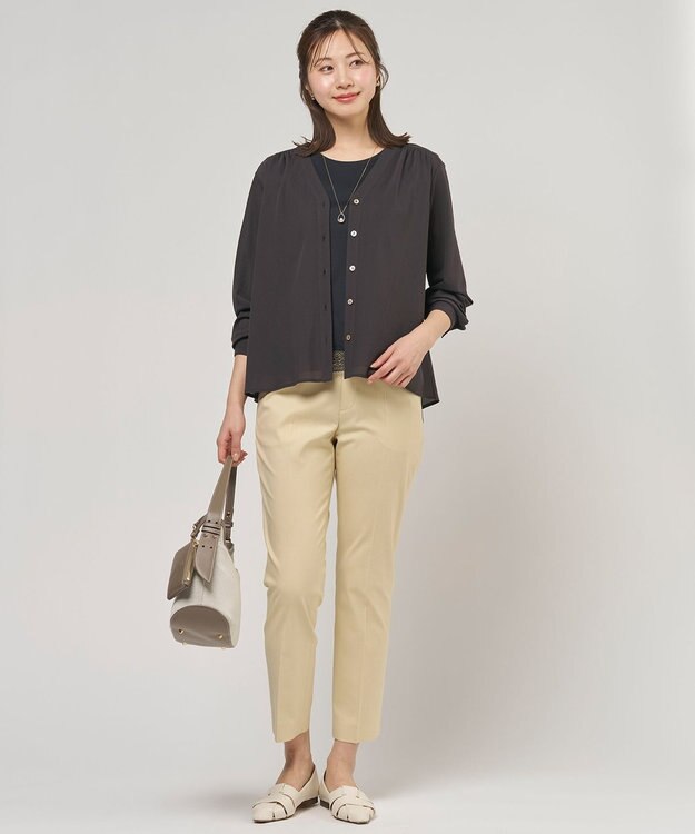 J.PRESS LADIES 【冷房対策に】シアードライトリコット Vネック カーディガン ダークブラウン系