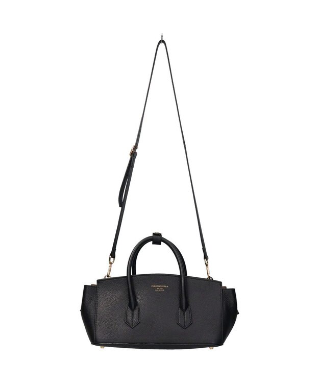 INTER-CHAUSSURES 【CHRISTIAN VILLA】シュリンクレザーハンドバッグ ブラック