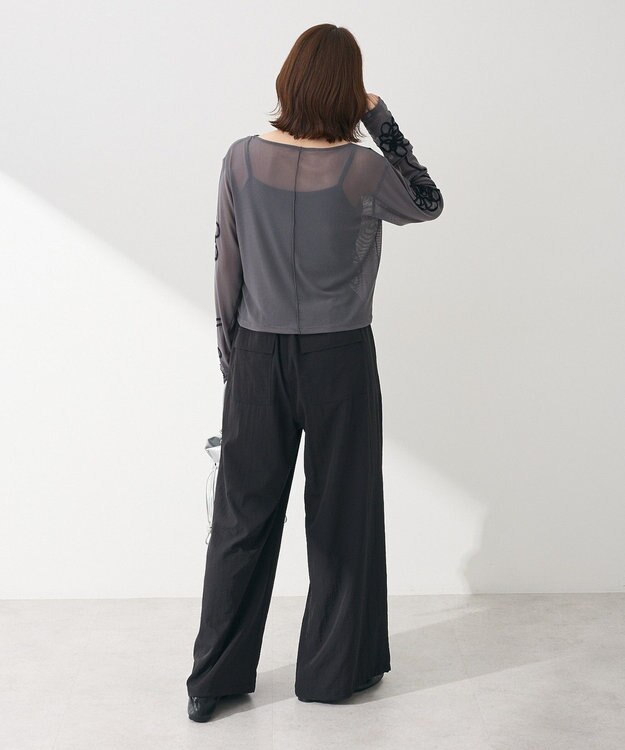 Green Parks ・ＥＬＥＮＣＡＲＥ　ＤＵＥ　コード刺繍シアーロンＴ Charcoal Gray