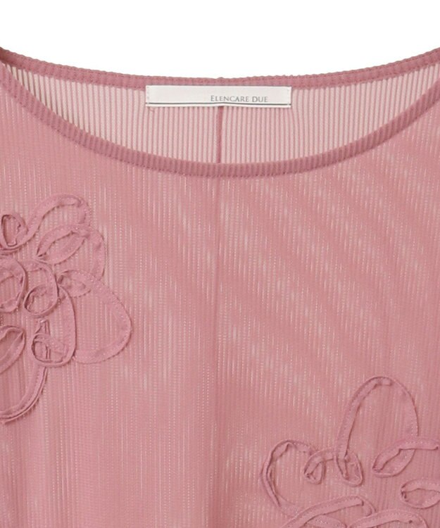 Green Parks ・ＥＬＥＮＣＡＲＥ　ＤＵＥ　コード刺繍シアーロンＴ Pink