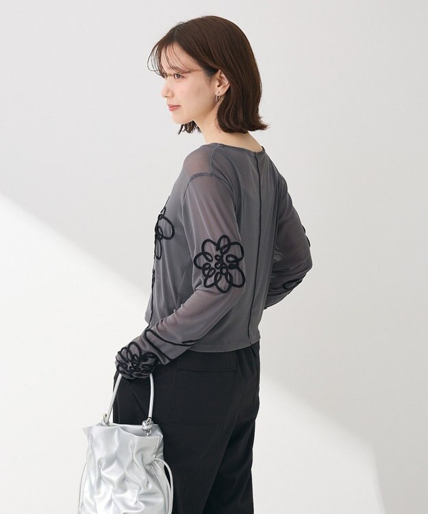 Green Parks ・ＥＬＥＮＣＡＲＥ　ＤＵＥ　コード刺繍シアーロンＴ Charcoal Gray