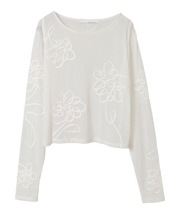 Green Parks ・ＥＬＥＮＣＡＲＥ　ＤＵＥ　コード刺繍シアーロンＴ Off White