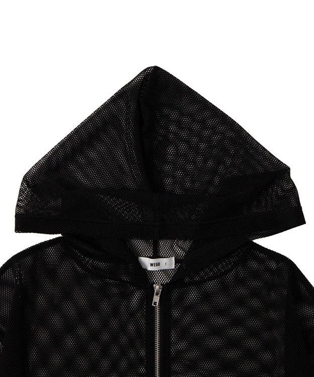 WEGO ダブルジップメッシュパーカー ブラック