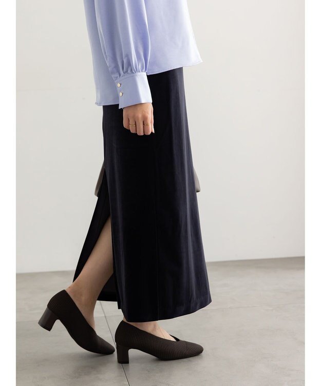 Te chichi ベロアナロースカート《2025Autumn catalog vol.2 item》 ネイビー