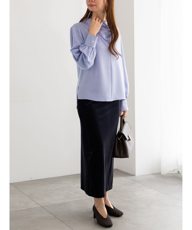 Te chichi ベロアナロースカート《2025Autumn catalog vol.2 item》 ネイビー