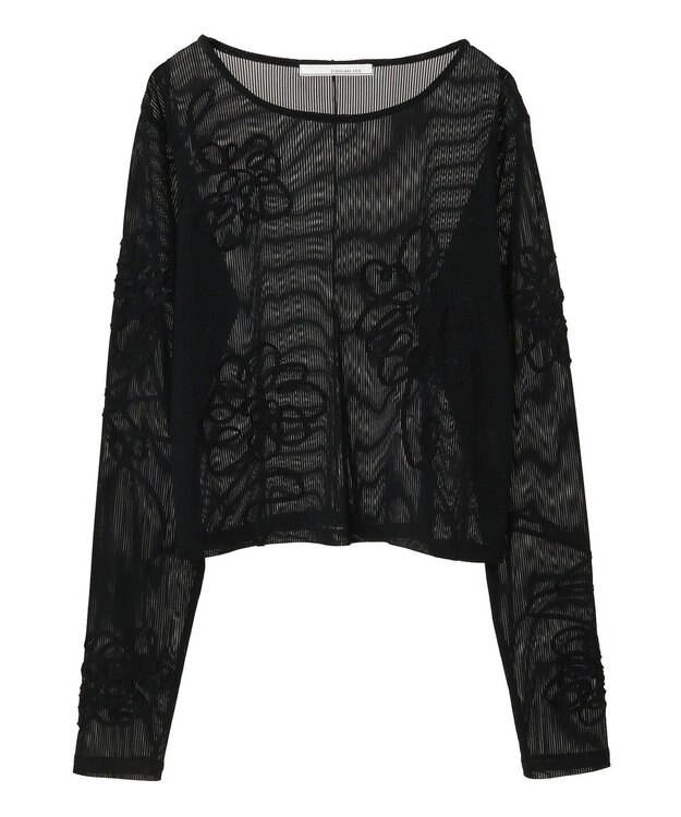 Green Parks ・ＥＬＥＮＣＡＲＥ　ＤＵＥ　コード刺繍シアーロンＴ Black