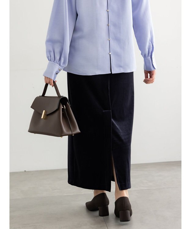 Te chichi ベロアナロースカート《2025Autumn catalog vol.2 item》 ネイビー