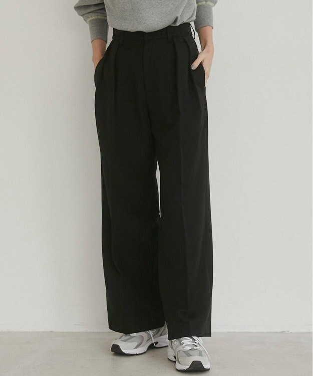 WEGO 【ANGIE VINTAGE/SMLサイズ展開】２タックワイドスラックス ブラック