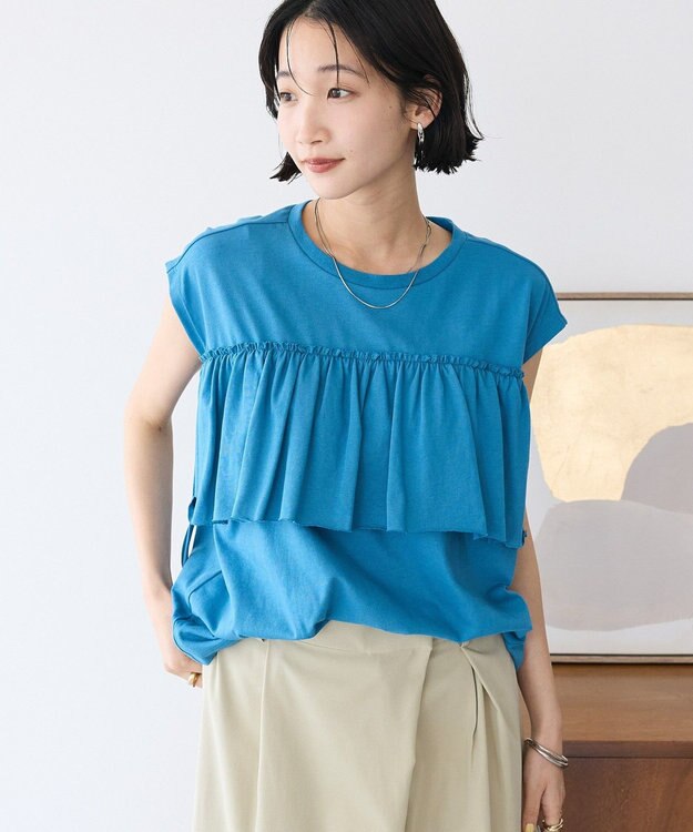 CRAFT STANDARD BOUTIQUE 接触冷感/ドロストフリルカットソープルオーバー Blue