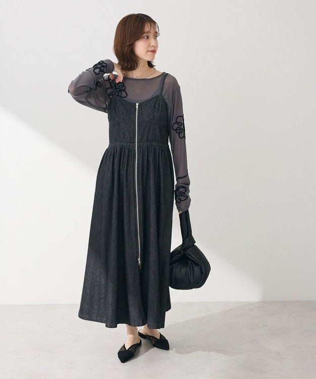 Green Parks ・ＥＬＥＮＣＡＲＥ　ＤＵＥ　コード刺繍シアーロンＴ Charcoal Gray