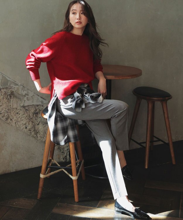 ANY SIS ビューティサーモ2WAYストレッチ テーパードパンツ グレーシャンブレー