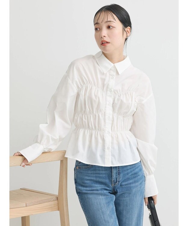 earth music&ecology ビスチェライクシャーリングシャツ White