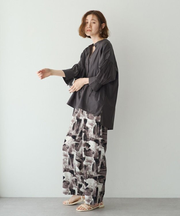 YECCA VECCA アブストラクト柄ワイドパンツ Gray