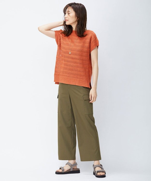 J.PRESS LADIES 【洗える】ヘンプレイヤード ニット オレンジ系