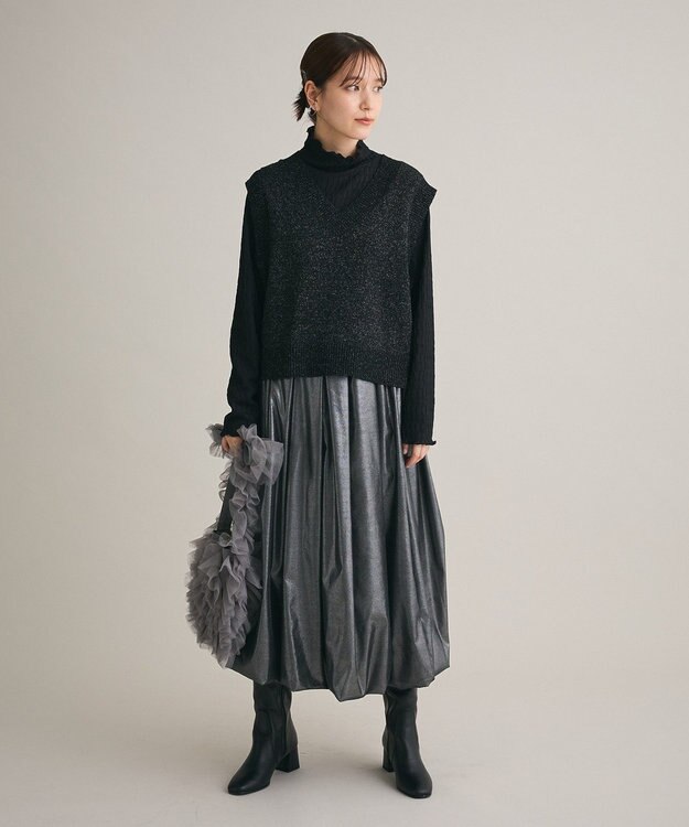 Green Parks ・Ｐｅｔｉｔ　Ｆｌｅｕｒ　ジャカードハイネックロンＴＥ Black