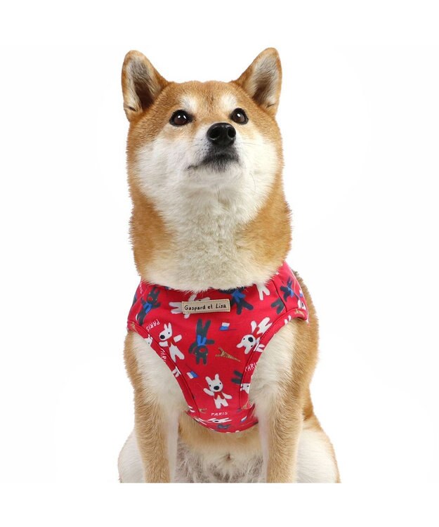 PET PARADISE リサとガスパール ベストハーネス 《パリ柄》 ＳＭ 中型犬 レッド