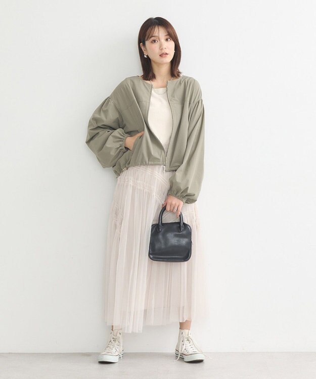 earth music&ecology ノーカラーボリュームブルゾン Khaki