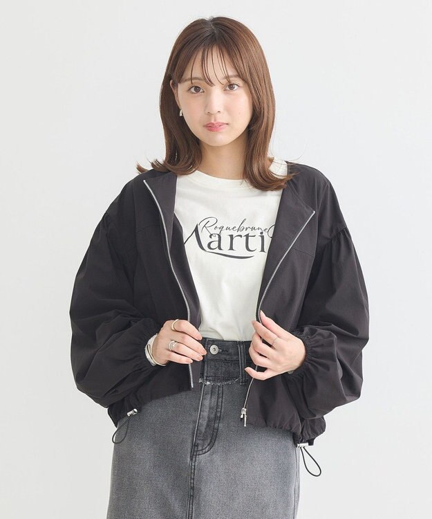 earth music&ecology ノーカラーボリュームブルゾン Black