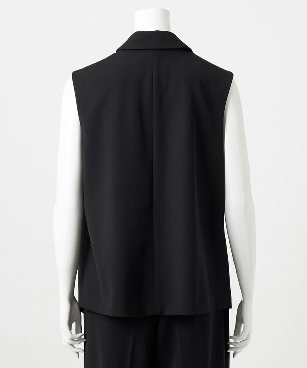 23区 【エステータ】ウールギャバジン アシンメトリーデザイン ジレ ブラック系