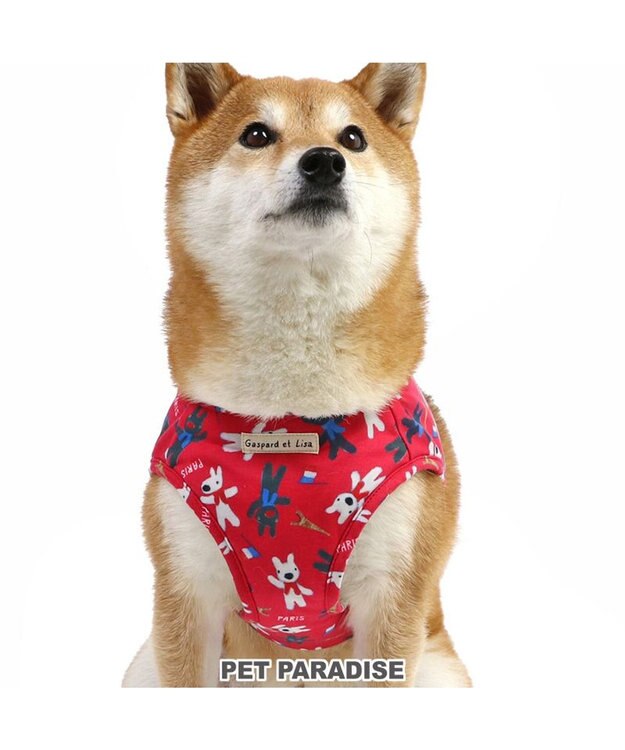 PET PARADISE リサとガスパール ベストハーネス 《パリ柄》 ＳＭ 中型犬 レッド