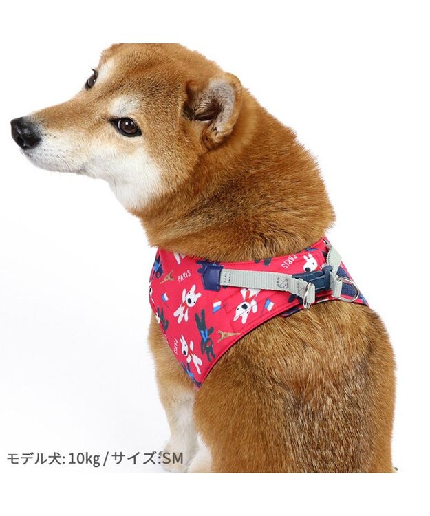 PET PARADISE リサとガスパール ベストハーネス 《パリ柄》 ＳＭ 中型犬 レッド