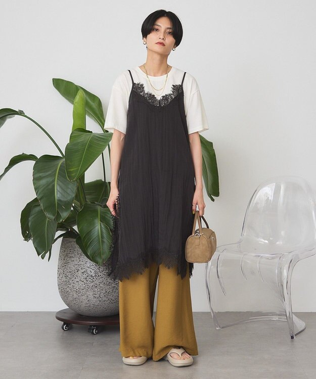 AMERICAN HOLIC ランジェリーレースキャミワンピース Black