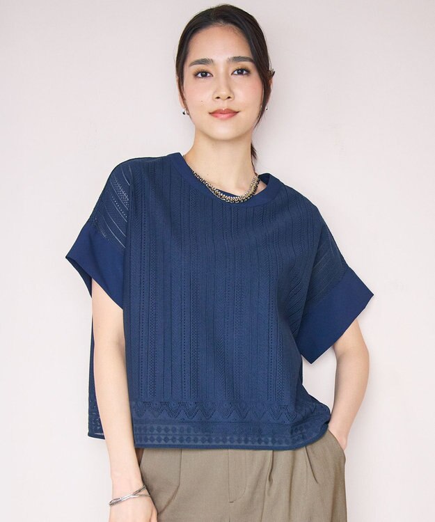 自由区 S 【カタログ掲載・2点SET】レースエッジ プルオーバー ネイビー