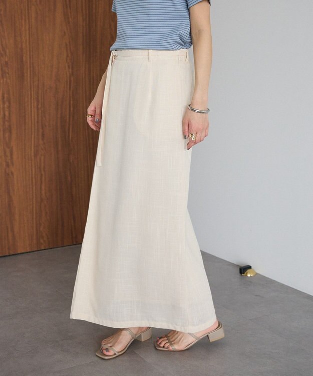 CRAFT STANDARD BOUTIQUE リネンライクラップ風スカート Ivory