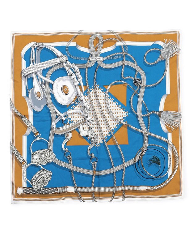 23区 manipuri ジョッキー シルク スカーフ ブルー系