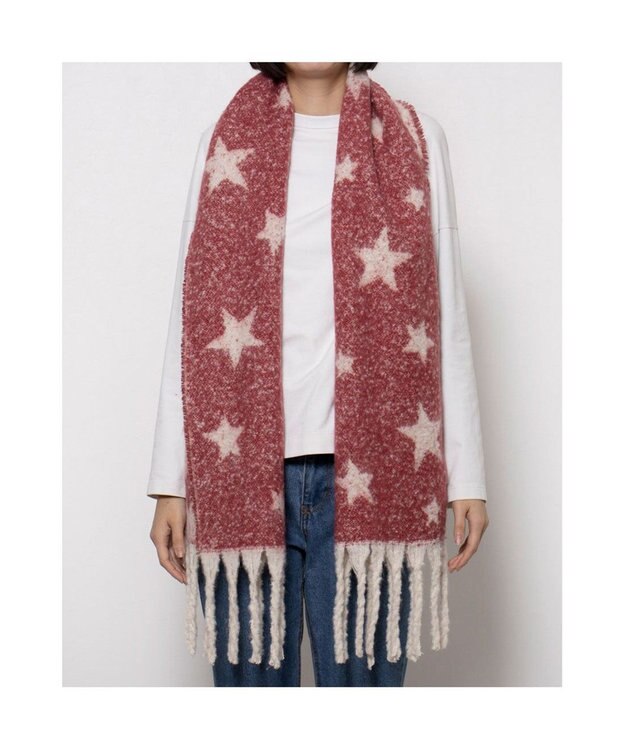 UNBILLION カシュネ cache nez / リサイクルポリ星柄ジャカードストール レッド