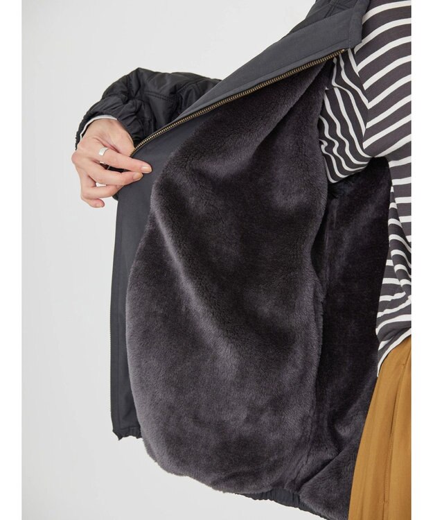 AMERICAN HOLIC キルポカリバーシブルキルティングミディコート Black